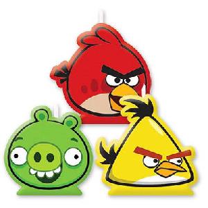Свеча для торта "HAPPY BIRTHDAY" /ВЕСЕЛАЯ ЗАТЕЯ (Angry Birds),  шт