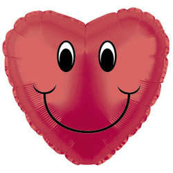 Воздушный шар 9"(23см) сердце Фольгированный CTI красный ("Смайл"), шт