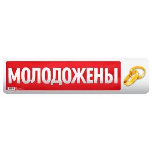 Наклейка на номер "МОЛОДОЖЕНЫ" /СИМА-ЛЕНД (Самоклеющиеся),  шт