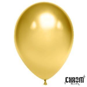 Воздушный шар 5"(13см) круглый металлик ДОН БАЛЛОН золотой (Хром), шт
