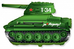 Воздушный шар 31"(78см) фигурный Фольгированный FLEXMETAL зеленый (Танк Т-34), шт