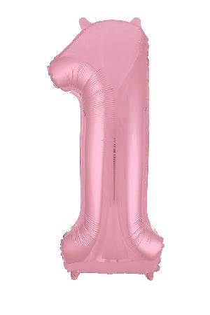 Воздушный шар 40"(100см) цифра Фольгированный AGURA розовый ("1"), шт