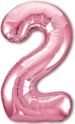 Воздушный шар 40"(100см) цифра Фольгированный AGURA розовый ("2"), шт