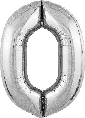 Воздушный шар 40"(100см) цифра Фольгированный AGURA серебряный ("0"), шт