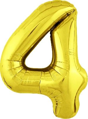 Воздушный шар 40"(100см) цифра Фольгированный AGURA золотой ("4"), шт